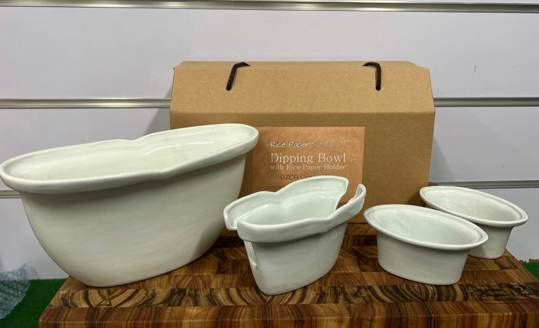 -- Pottery: Rice Paper Dipping Bowl with Rice Paper Holder